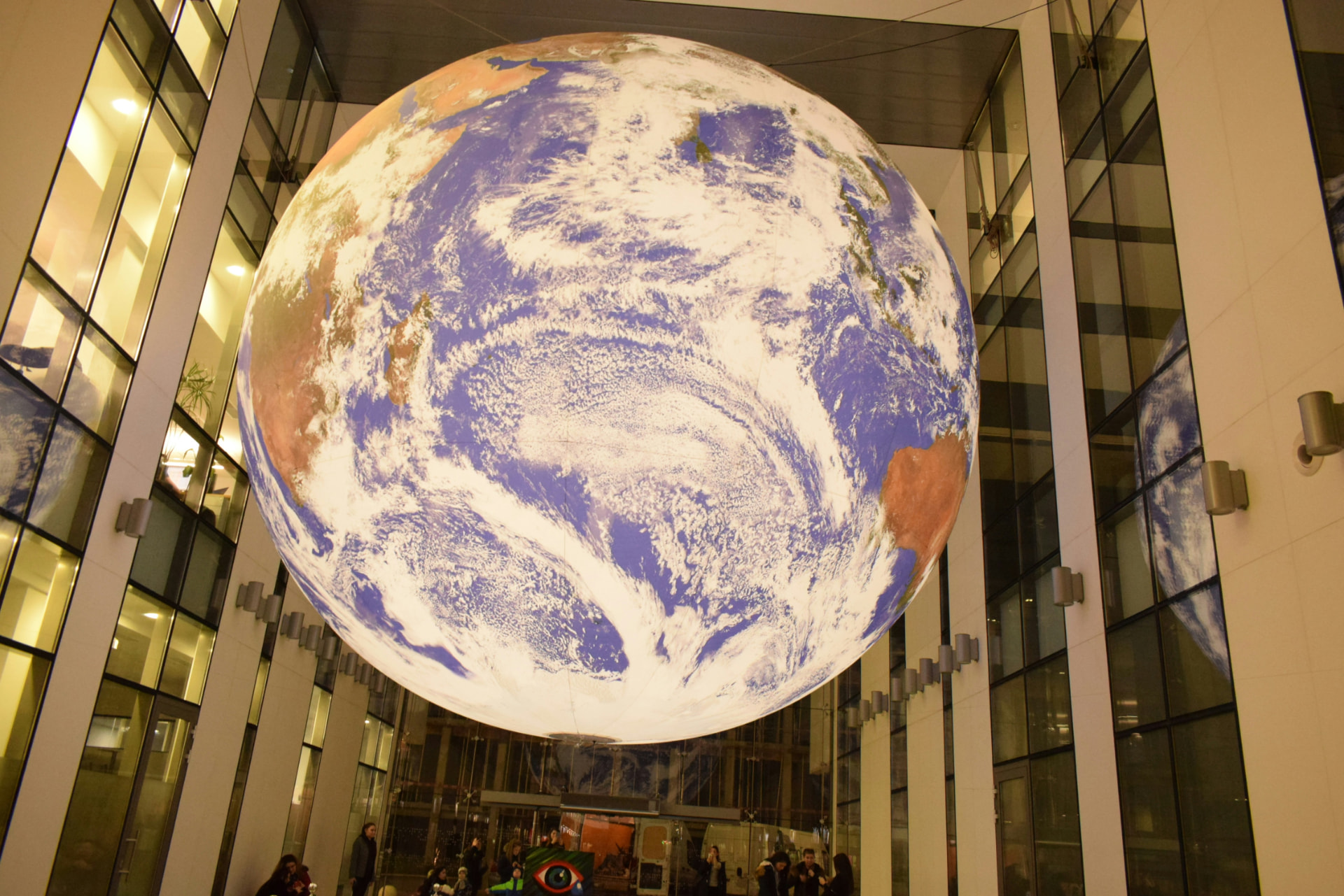 Large illuminated globe of the Earth